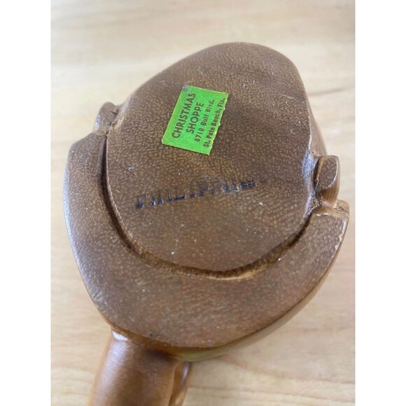 Boho Hand Carved Wooden Mug With Face Design & Handle Tiki Phillipines Boho - Picture 5 of 6